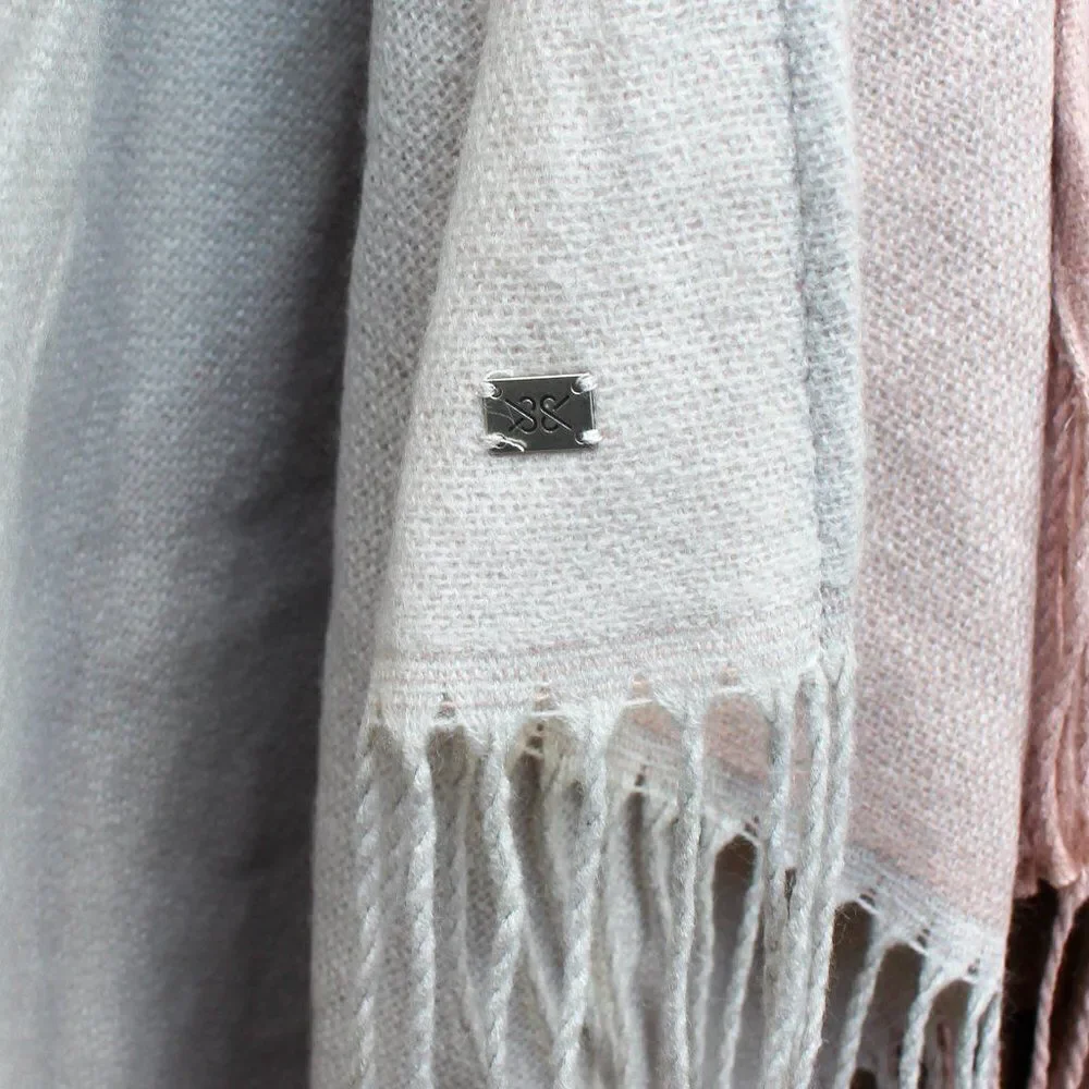 Soia & Kyo Scarfigan Scarf Poncho Cardigan Wrap Pink Plaid‎ Fringe NEW W/ Tags